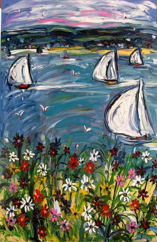 Sailing On Pittwater With Daisys 70cm x 1.8m