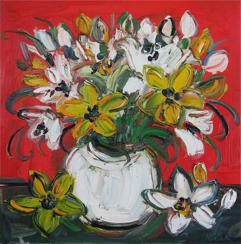Lillies on Red