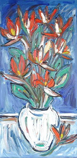 Birds of Paradise on Blue 60cm x 1.2m