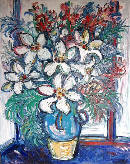 Lillies in a Blue Vase 1.2m x 1.5m