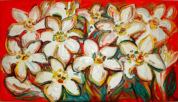 Lillies on Red 2m x 1.2m