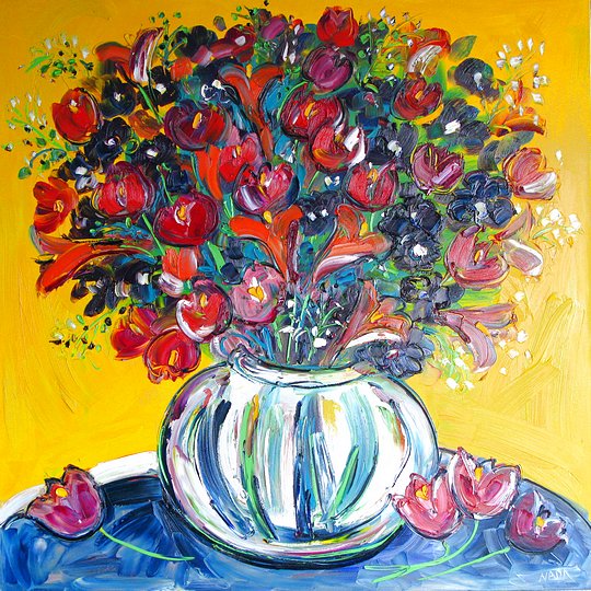 Spring Bouquet on Yellow 1.4m x 1.4m