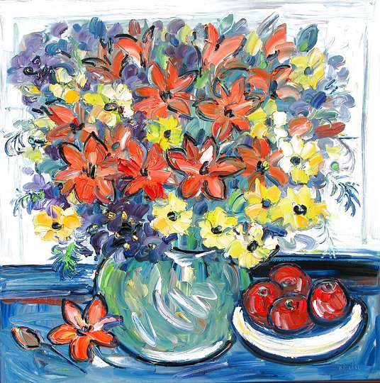 Spring Bouquet with Apples II 90cm x 90cm