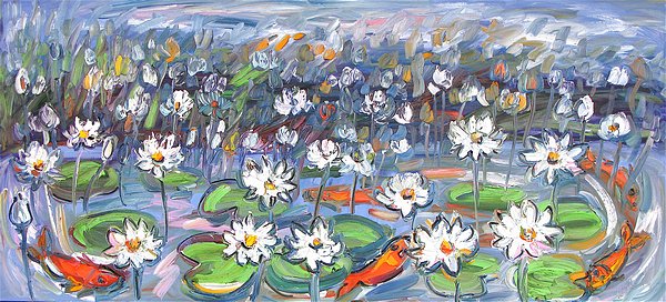 Waterlillies and Koi 1.8m x 84cm