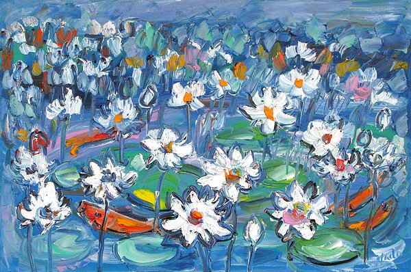 Waterlily and Koi Study 76cm x 50cm