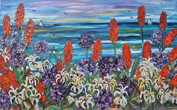 Red Hot Pokers,Lilies and Agapanthus 2m x 1.2m