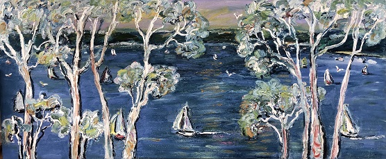 Ghost Gums over Pittwater 200cm x 80cm